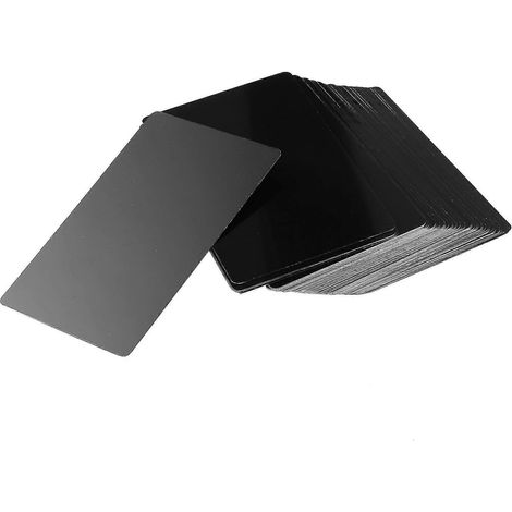 100 Stück schwarze Visitenkartenrohlinge aus Aluminiumlegierung mit Gravur, 0,22 mm dick (1/5)