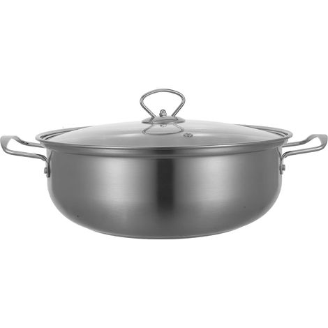 Marmite en inox épais, 28 cm, avec poignées en acier, pour soupes et ragoûts