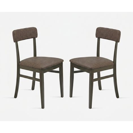Set 2 sedie imbottite in legno ed ecopelle Lipsia - Marrone