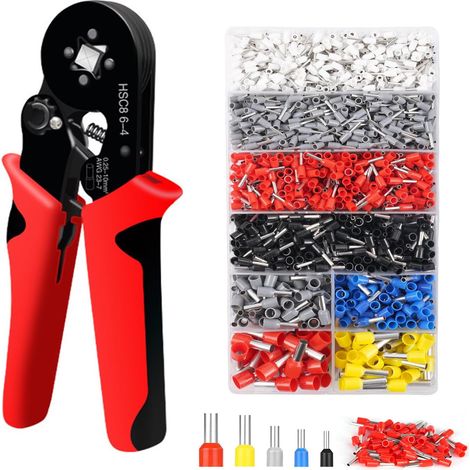 AWG 23-7 Pince à Sertir, avec Cosse Electrique 1800pcs, 0.25-10mm² Pince a Sertir, Cliquet Auto-Adjuvsable (1/5)