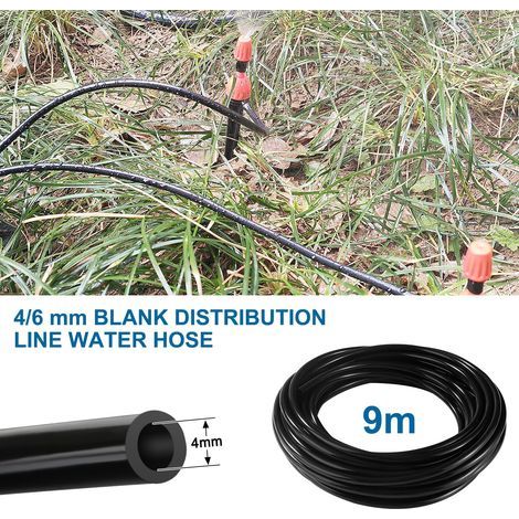 VooGenzek 9m Tuyau d'irrigation Micro, 4/6 mm Iigne de Distribution Vierge, Irrigation Système Micro Tuyau, pour Système d'irrigation de Jardin (1/4)