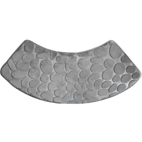 Ce tapis de douche incurvé gris, antidérapant et absorbant, épouse la courbure naturelle du pied pour un confort et une sécurité optimaux. Lavable en machine, il conserve sa qualité après de nombreux (1/5)