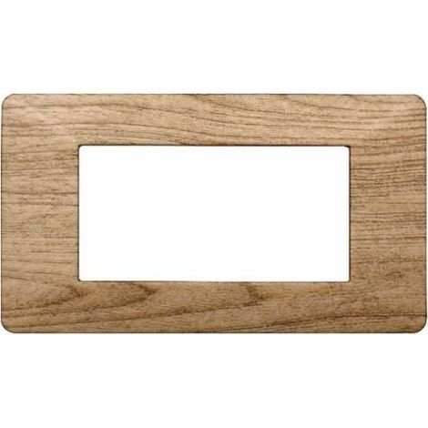 Plaque compatibles Vimar Plana 4 modules plastique couleur bois sombre Ettroit EV83405