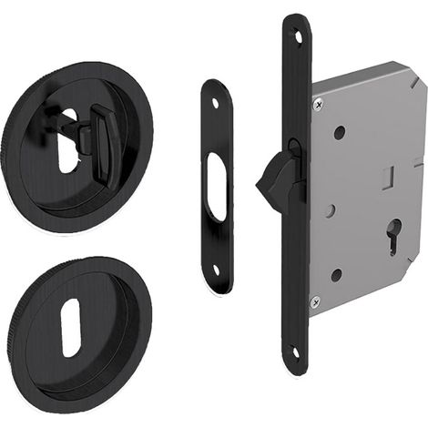 Kit serrure condamnation cuvette ronde avec clé - Finition : Noir MAT - - KINTECH (1/3)