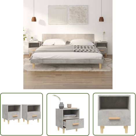 The Living Store Tables de chevet 2 pcs Gris béton 40x35x47 cm - Table De Chevet - Meuble De Chambre - Design Scandinave - Table Nuit - Armoire De Chevet (1/5)