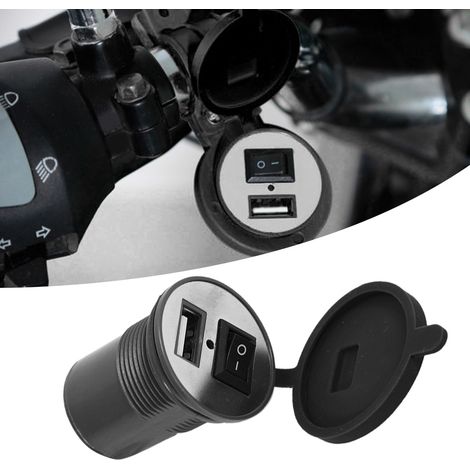 Wasserdichte Motorrad-Handyhalterung, 12V USB-Ladegerät mit Schalter, schwarzer Lenker, robuste Halterung. (1/5)