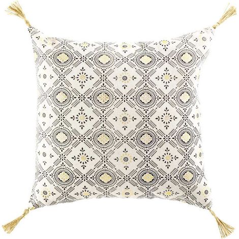 Coussin Déco à Motifs "Shany" 45x45cm Jaune
