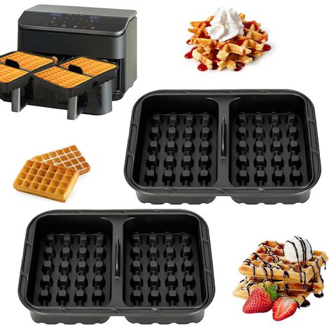 Air Fryer Silicone Waffle Molds (Set of 2) Air Fryer Waffle Mould Accessories Fryer Without Oil Compatible AF400EU/AF451EU/AF500EU (1/5)