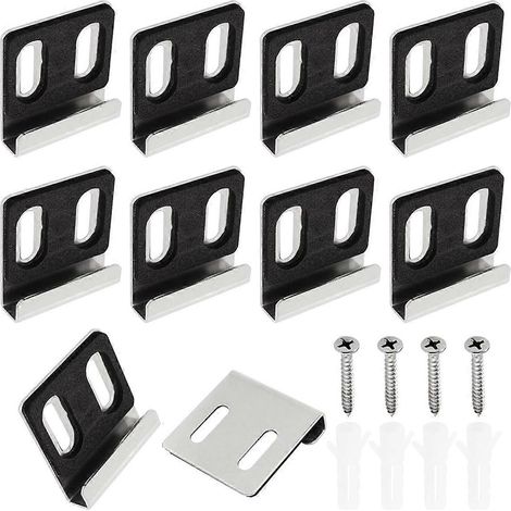 Clips de fixation murale pour miroir, double trou, argentés (voir photo) (1/5)
