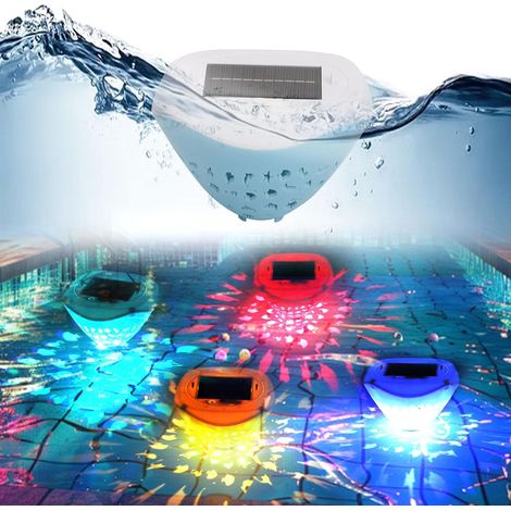 Lntyq Éclairage de Piscine Flottante, LED Lumiere Piscine Solaire, IP67 Étanche & USB Rechargeables, 4 Couleurs & 6 Modes, Lampe Piscine pour Vase, Spa, Aquarium, Étang (1/5)
