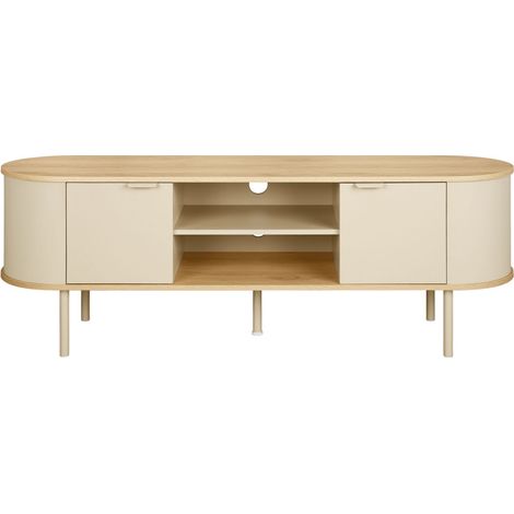 Meuble TV 2 portes en bois et métal L150cm - Beige - Will (1/5)