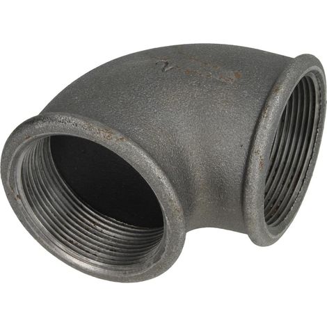 Raccord en fonte malléable noir coude 90° 2'' FF/FF