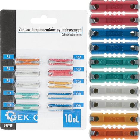 Set di fusibili cilindrici da 10 pezzi (1200) (1/4)