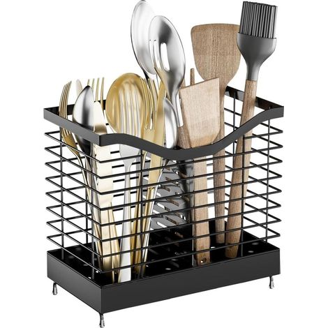 2 Compartiments Porte-ustensiles de Cuisine Organiseur d’ustensiles pour Comptoir et Mur (1/5)
