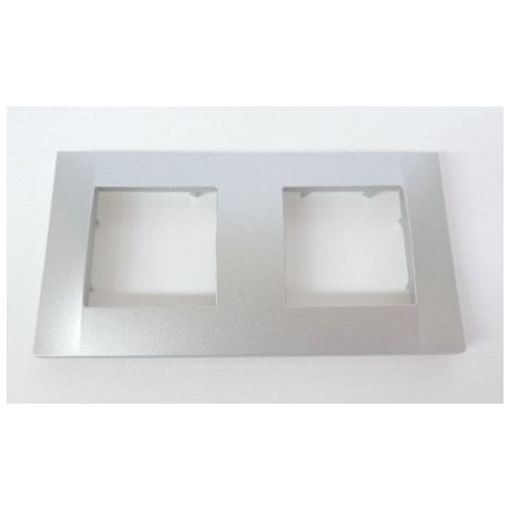 Plaque de finition double aluminium 2 postes horizontale pour appareillage ALTIRA SCHNEIDER ALB46652