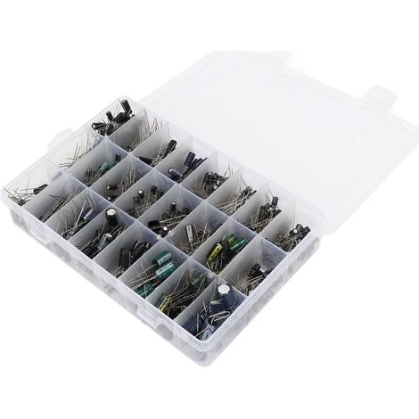 630 pièces de 24 types de condensateurs électrolytiques, allant de 0,1uF à 1000uF. (1/5)