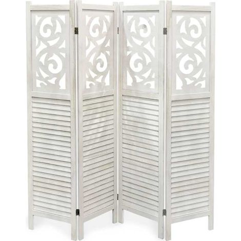 SEPARE CON 4 PANNELLI DA 40 CM IN LEGNO 160X170 CM COLORE BIANCO (1/2)