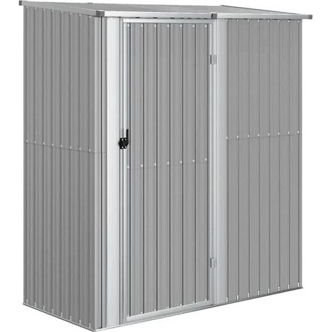 Abri de jardin gris 180,5 x 97 x 209,5 cm acier galvanisé - Abri de jardin rangement extérieur résistant terrasse outils (1/5)