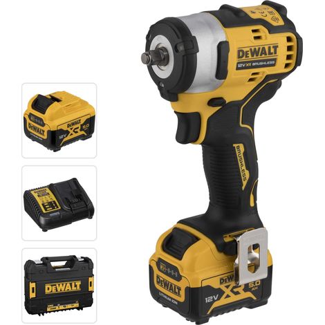 Dewalt – Clé à chocs sans fil 12V – Couple 340Nm – 2 batteries 5Ah Li-ion – Moteur sans balais – Anneau lumineux LED pour espaces confinés (1/10)
