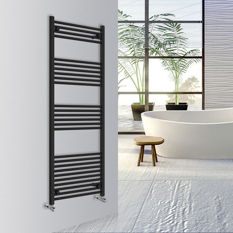 Warmehaus Straight Bathroom Heated Towel Rail Warmer Radiator Central Heating 1600x600mm Black