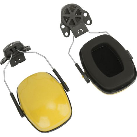 Port de casques antibruit de type casque de sécurité pour la réduction du bruit sur les chantiers de construction, d'exploitation forestière, de découpe et de meulage casques antibruit jaunes. (1/5)