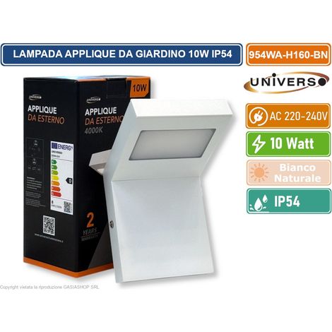 UNIVERSO 954WA-H160-BN LAMPADA APPLIQUE LED DA GIARDINO 10W SMD IP54 LAMPIONE BOLLARD DA MURO COLORE BIANCO (1/3)