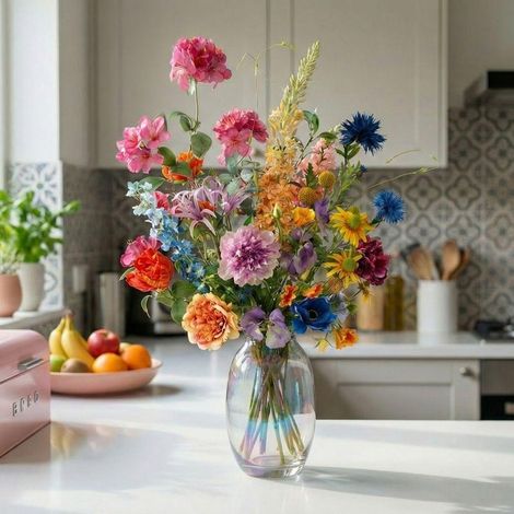 Bouquet de Fleurs Artificielles Real Touch Multicolore Décoration Intérieure 19 Tiges 100 cm - PANGIVO (1/5)