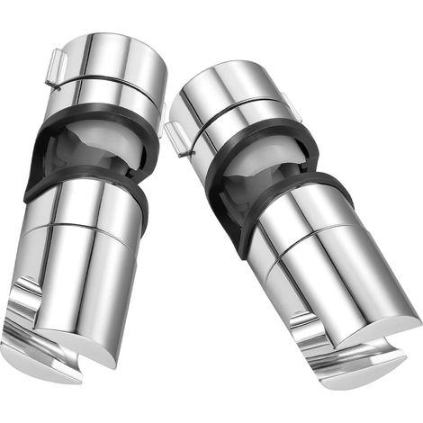 Mobestech Lot de 2 supports de douchette réglables pour barres de 20 à 25 mm, rotation complète, matériau ABS argenté (1/5)