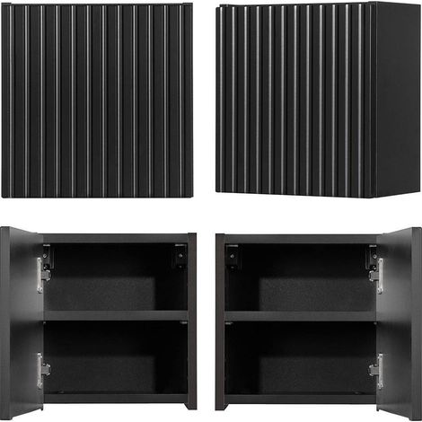 Armadietto Pensile da Bagno NEWPORT con Anta Reversibile 30x30x19 cm Nero [en.casa]