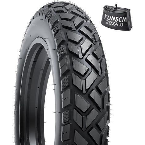 1 PC 20 Pouces Fat E-Vélo Tire 20x4.0/102-406 and 1 PC 20 Poucesx4 Pouces Fat Vélo Tube Schrader Valve Compatible with 20x4.0 All-Terrain Directional Tread Bike Tire and Tube (1/5)