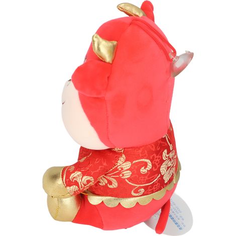 Peluche vache rouge mignonne année du buffle nouvel an lunaire déco canapé maison 25 cm 1 pc (1/5)
