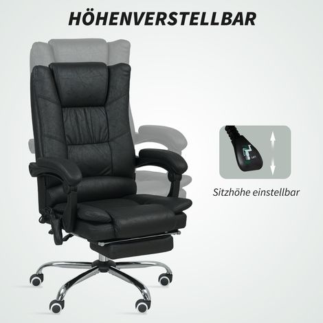 Fauteuil de massage de bureau avec fonction massage, repose-pieds inclus, réglable en hauteur, 64 cm x 70 cm x 118 cm, Noir (1/5)