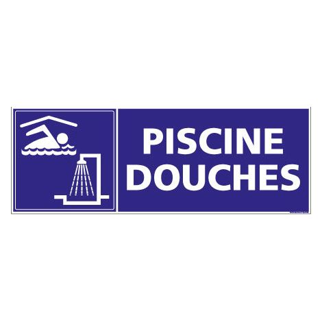 Panneau de Signalisation Camping PISCINE DOUCHES (H0231) Français-Anglais - Aluminium 2 mm - 210 x 75 mm