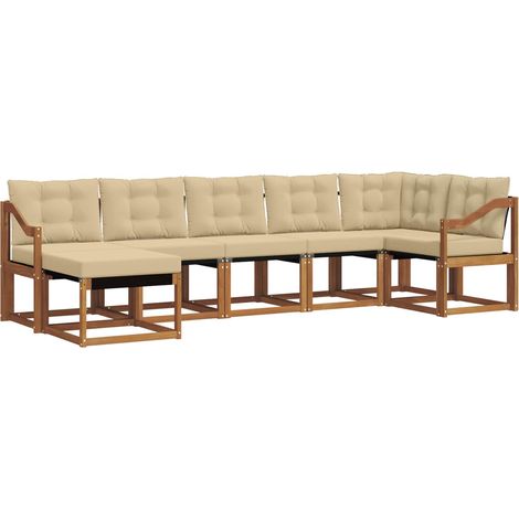 Ensemble de canapés d'extérieur 7 pcs  Salon de jardin Naturel et Beige (1/5)
