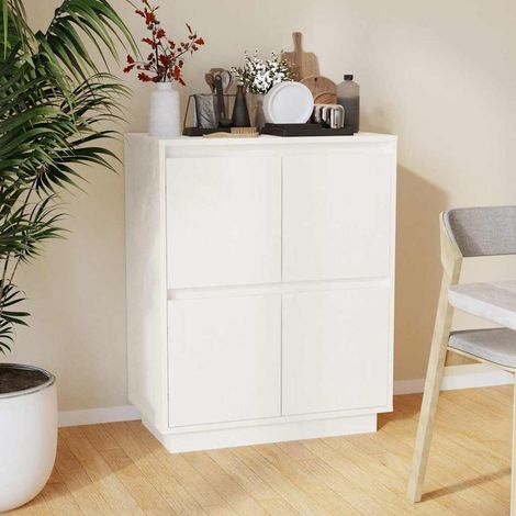 Aparador de madera maciza de pino blanco 60x34x75 cm (1/4)