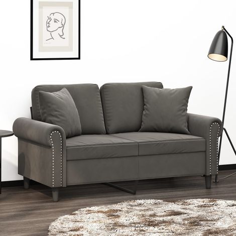 Coussins décoratifs lot de 2 Gris foncé 40x40 cm Velours (1/5)