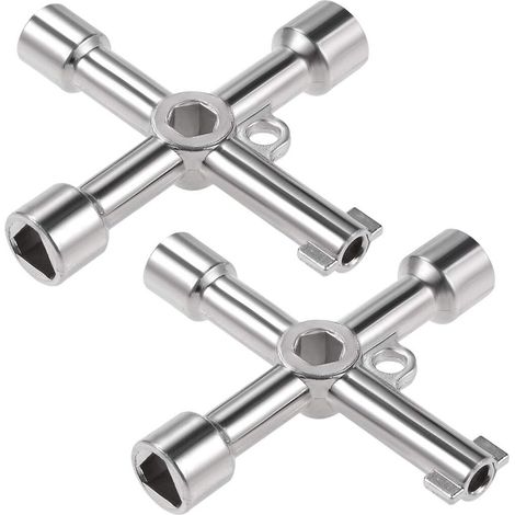 Clé Universelle 4 En 1 - Alliage De Zinc Robuste - Pour Armoires Électriques Et Compteurs - Lot De 2 (1/5)