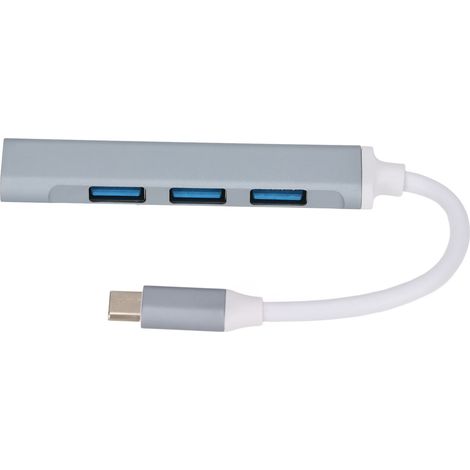 Hub USB-C 4 en 1 haute vitesse léger portable station d'accueil pour clavier imprimante téléphone tablette gris (1/5)