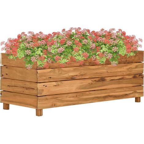 vidaXL Arriate elevado madera de teca reciclada y acero 100x40x38 cm (1/5)