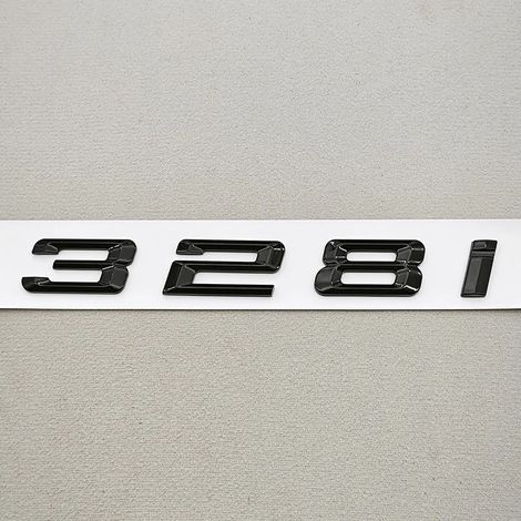 (328i Noir) - Logo 3D ABS noir pour coffre arrière, autocollant emblème compatible avec BMW Série 3 (1/5)