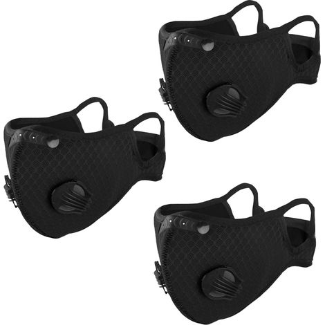 Mascarilla deportiva de 3 piezas con válvulas de exhalación, reutilizable, protectora personal, a prueba de polvo y con filtro de carbono. (1/5)