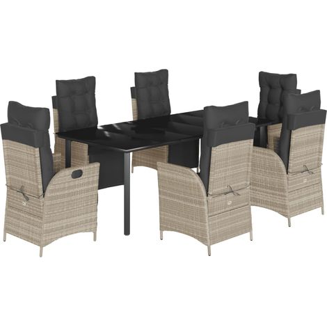 Maison Exclusive - Set da Pranzo da Giardino 7 pz Cuscini Polyrattan Grigio Chiaro (1/5)