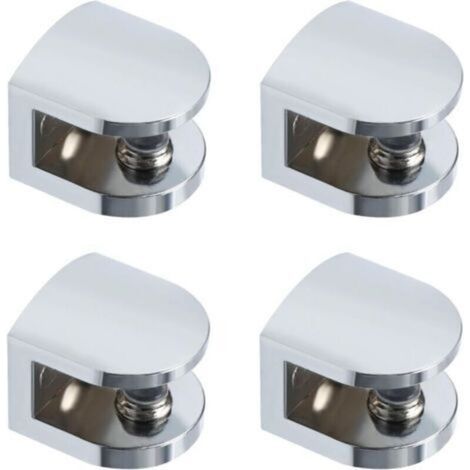 Glasregalhalterung, verstellbare Klemmhalterung, Wandhalterung für 8–10 mm Glasregale, Badezimmerhalterung, Ersatzteile aus poliertem Chrom, 4er-Set (1/4)
