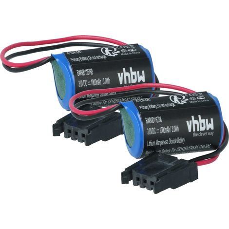 vhbw 2x Battery Replacement for Allen Bradley SLC-5/05, SLC-5/04, SLC-500 for Industrial Controller (1000 mAh, 3 V, Li-MnO2)