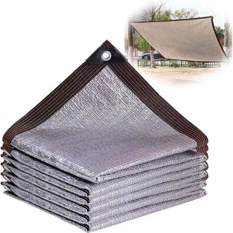 3x5m Shade Net - Waterproof Insulating Mesh with Grommets, 90% Sun Protection for Greenhouse, Garden, Terrace, Gray.