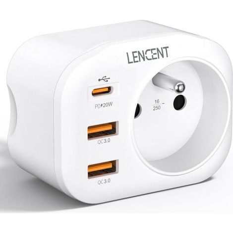 20W PD USB Power Socket, Type C+ QC3.0 Charger Power Strips with 1 AC Outlet, 1 USB C and 2 USB Ports, Electrical Wall Socket Compatible with iPhone, Ideal for Office 4000W (1/5)
