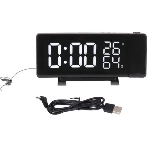 Digitaler Projektionswecker mit UKW-Radio, 3-farbigem LED-Display, einstellbarer Helligkeit und USB-Anschluss (1/5)