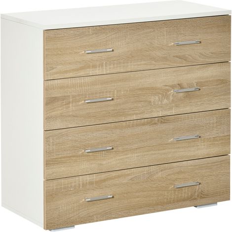 Cassettiera camera da letto 76 x 35 x 72 cm 4 cassetti antiribaltamento contemporanea essenziale in truciolato bianco 210001469