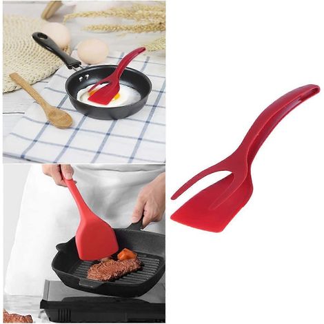 2-in-1-Wende- und Handhabungszange, Silikon-Küchenspatel für Steak und Omelett