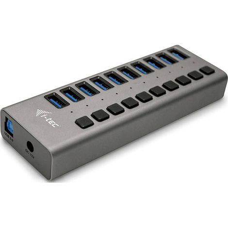 Hub USB Alimenté, Hub USB 3.0 à 10 Ports Dédiés à la Charge avec Interrupteurs Marche/Arrêt - Concentrateur USB 3.0 avec Alimentation Externe 48W (1/5)